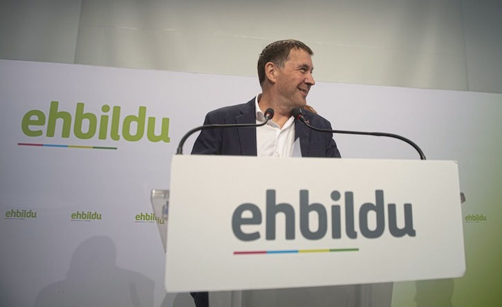 Arnaldo Otegi, líder de EH Bildu, ha valorado la constitución municipal. (Jon URBE | FOKU)