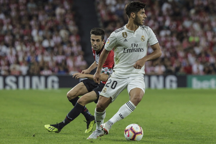 Marco Asensio en San Mamés con el Real Madrid. (Aritz LOIOLA / FOKU)
