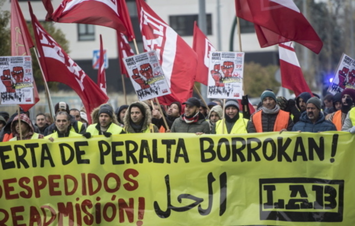 Movilización de los trabajadores de Huerta de Peralta. (Jagoba MANTEROLA/FOKU)
