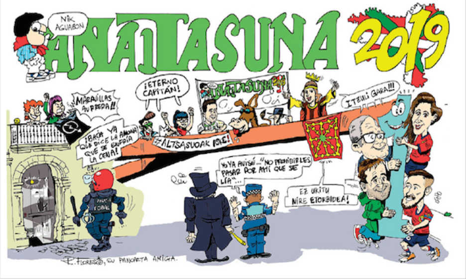 Anaitasuna. Los jóvenes de Altsasu, el gaztetxe Maravillas y la pasarela del Labrit, con una pancarta sobre los jóvenes de Altsasu, comparten espacio con el regreso a Primera de los rojillos. Anaitasuna. Los jóvenes de Altsasu, el gaztetxe Maravillas y la pasarela del Labrit, con una pancarta sobre los jóvenes de Altsasu, comparten espacio con el regreso a Primera de los rojillos.