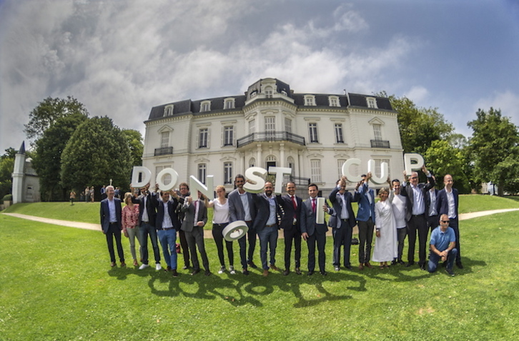Imagen del acto de presentación de ayer en Aiete. (Gorka RUBIO/FOKU)