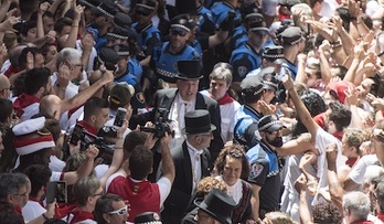 Asiron, durante la procesión de San Fermín de este año. (Jagoba MANTEROLA/FOKU)