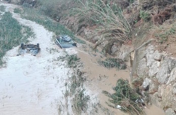 El agua ha arrastrado numerosos vehículos. (@bildutafalla)