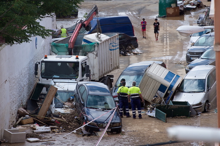 Las inundaciones han causado cuantiosos daños en Tafalla. (Iñigo URIZ/FOKU)