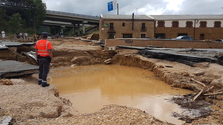 Estado de la carretera N-121 cerca de Puiu, en el cruce del restaurante El Maño.(@navarra)