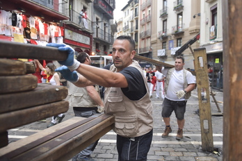El vallado ha sido retirado poco después del último encierro. (Idoia ZABALETA / FOKU)