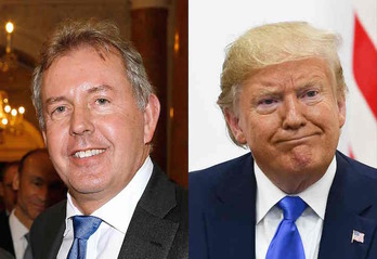 El exembajador Kim Darroch y el presidente de EEUU, Donald Trump. (Brendan SMIALOWSKI /AFP)