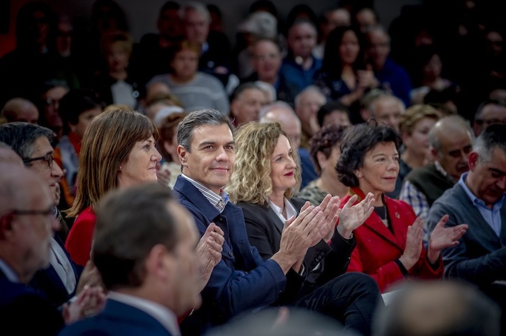 Sánchez, en un acto de la campaña electoral de abril, en Gasteiz. (Jaizki FONTANEDA | FOKU).