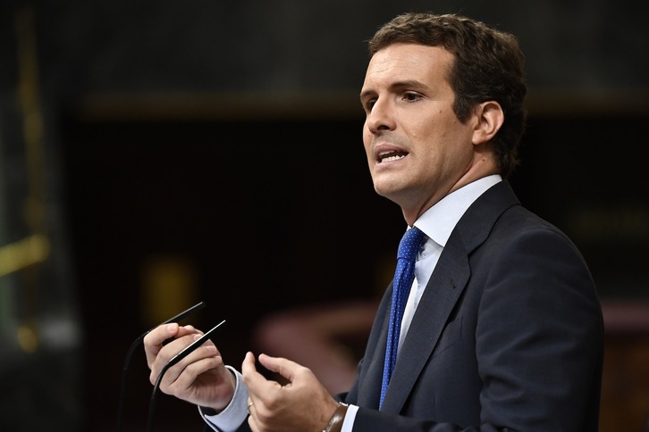 Pablo Casado, en el Congreso. (Óscar DEL POZO/AFP PHOTO)