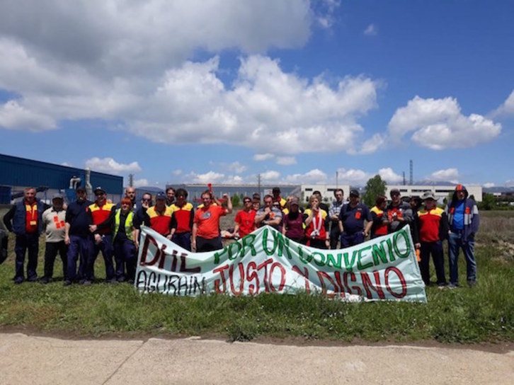 Protesta de los trabajadores de DHL. (ELA)