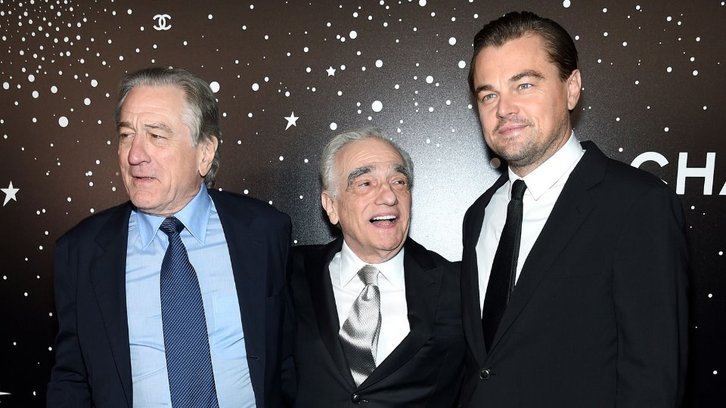 Scorsese, De Niro y DiCaprio durante el homenaje que el museo de Arte Moderno de Nueva York tributó al cineasta. (MOMA N.Y.)