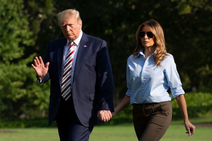 Trump, en su declaración tras el primer tiroteo de El Paso. (Alastair PIKE | AFP)