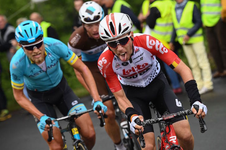 Bjorg Lambrecht, durante una etapa del Criterium Dauphiné de este año. (Anne-Christine POUJOULAT/AFP) 