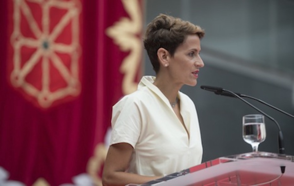 La nueva presidenta, durante su discurso. (Jagoba MANTEROLA/FOKU)