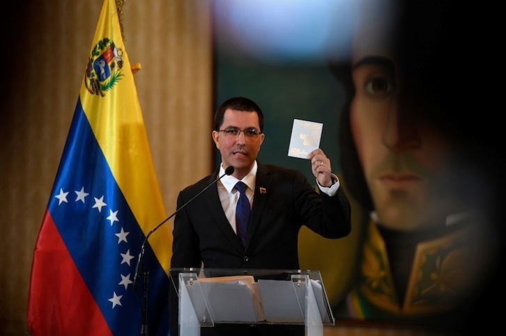 El ministro de Exteriores de Venezuela, Jorge Arreaza. (Federico PARRA / AFP)