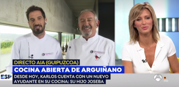 Joseba y Karlos Arguiñano, durante la entrevista con Susana Griso. 