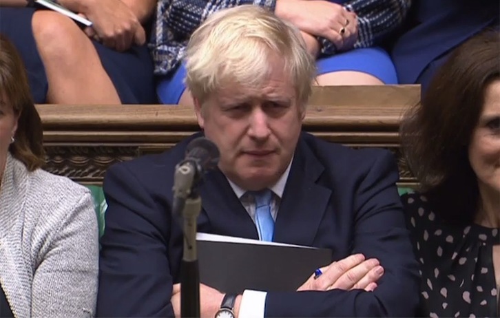 Boris Johnson, en Westminster el lunes, antes de la suspensión. (AFP)