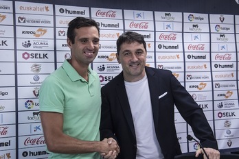 Flaño y Braulio, en la presentación del primero (Jagoba MANTEROLA / FOKU)