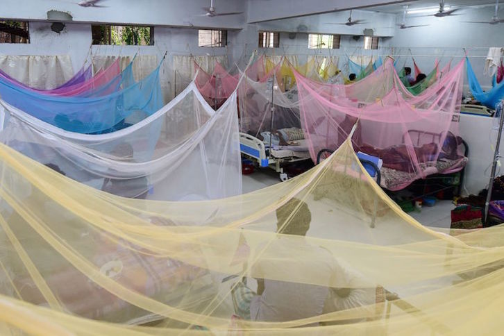 Enfermos de dengue, atendidos en un hospital de Bangladesh. (Munir UZ ZAMAN/AFP)