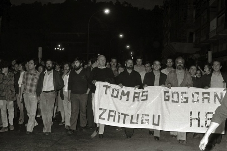 Tomas Alba hil zutela salatzeko eginiko manifestazioa. (EUSKAL MEMORIA)