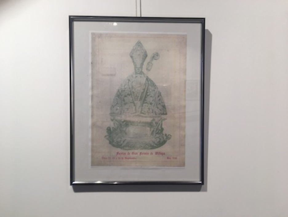 Cartel del año 1948, con la imagen de la efigie de San Fermín que se conserva en la iglesia de San Lorenzo.