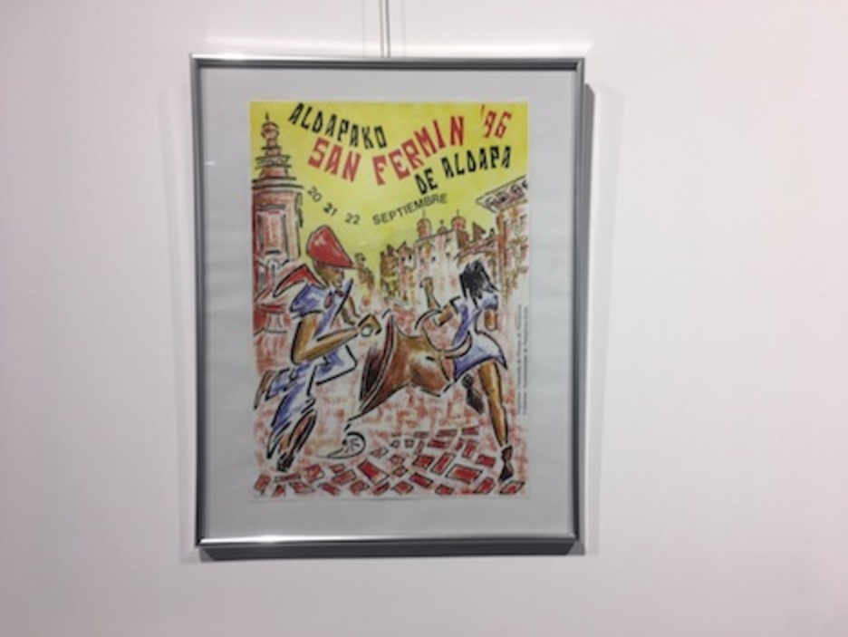 Ambiente festivo en Navarrería en el cartel de 1996.