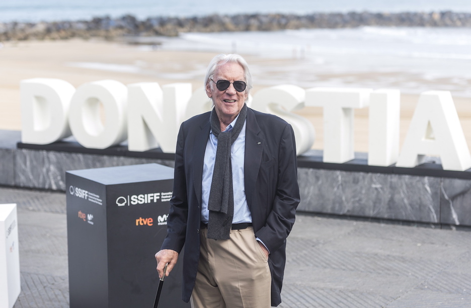 Donald Sutherland, goizeko argazki saioan. (Andoni CANELLADA/FOKU)