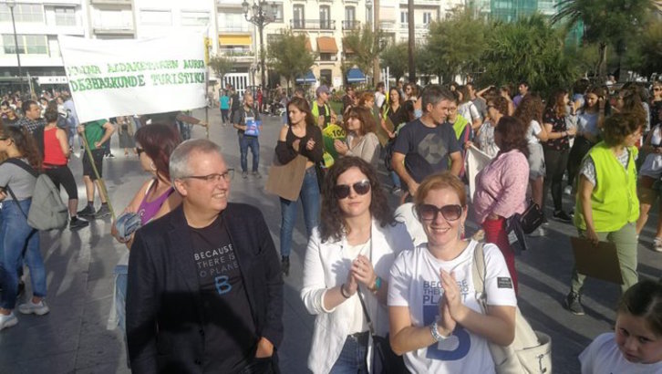 José Ignacio Asensio, en la manifestación contra el cambio climático en Donostia. (@OrainIngurumena)