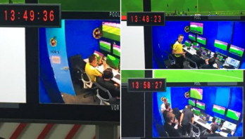 La sala del VAR durante el descanso del Athletic-Valencia.