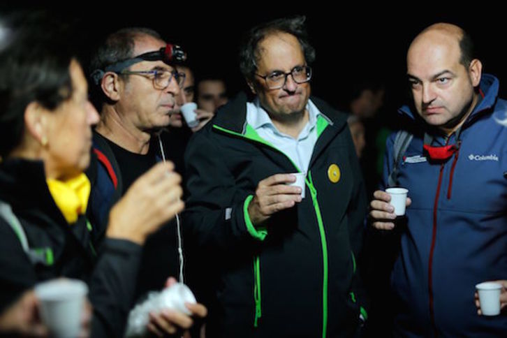 Quim Torra la pasada noche en Olesa de Montserrat. (Pau BARRENA/AFP)