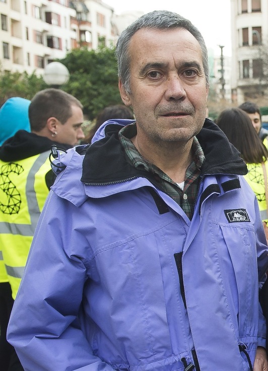 Etxeandia, en una movilización por los presos en Bilbo. (Luis JAUREGIALTZO | FOKU)