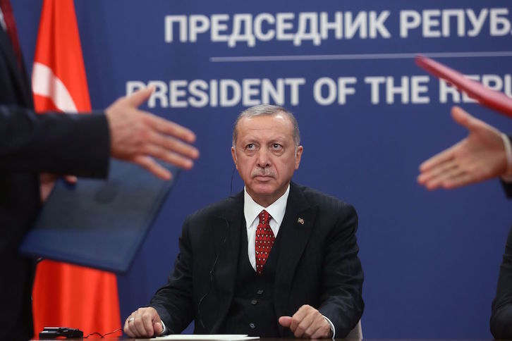 El presidente turco, Recep Tayyip Erdogan, se encuentra de visita en Serbia. (OLIVER BUNIC / AFP) 