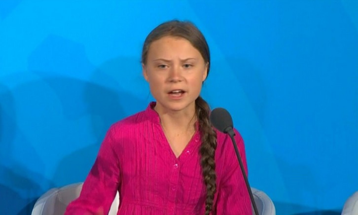 La activista durante uno de sus aclamados discursos. (AFP)