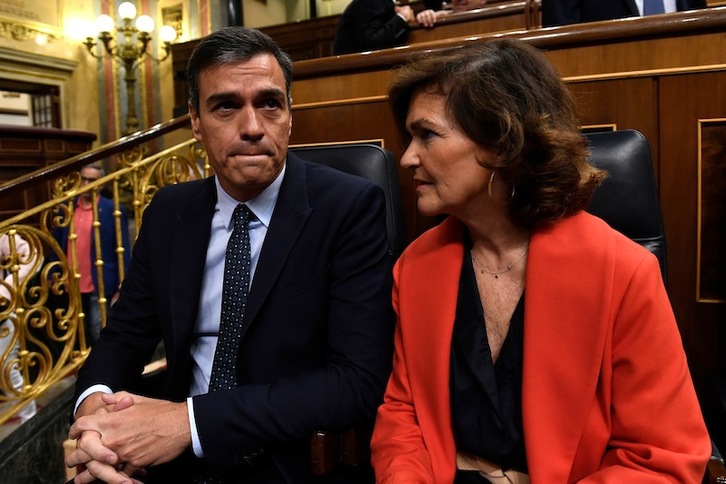 Sánchez y Calvo, en el Congreso. (Pierre-Philippe MARCOU | AFP)
