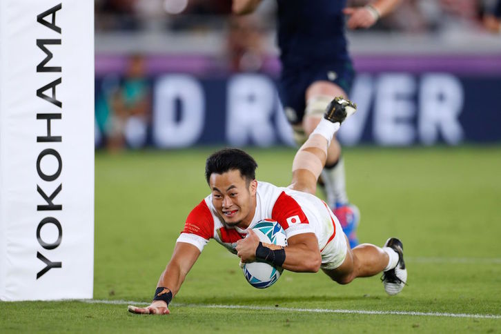 El pequeño pero veloz Kenki Fukuoka ha sido una pesadilla para la defensa escocesa. (ODD ANDERSEN / AFP)