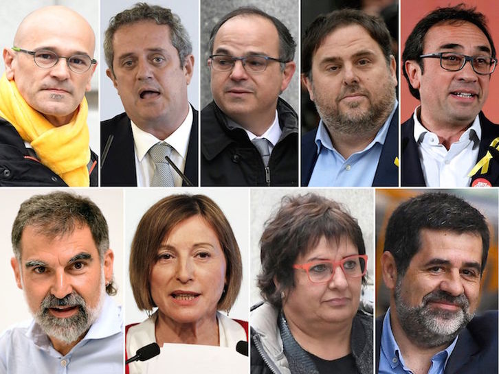 Los líderes independentistas catalanes condenados por el Supremo. (AFP)