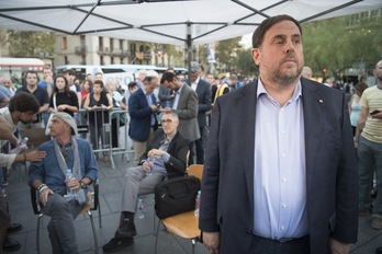 Junqueras, en un acto en Barcelona en vísperas del 1-0. (Jagoba MANTEROLA | FOKU)