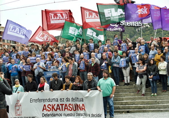 Comparececencia de la mayoría sindical vasca en Bilbo. (Marisol RAMIREZ | FOKU)