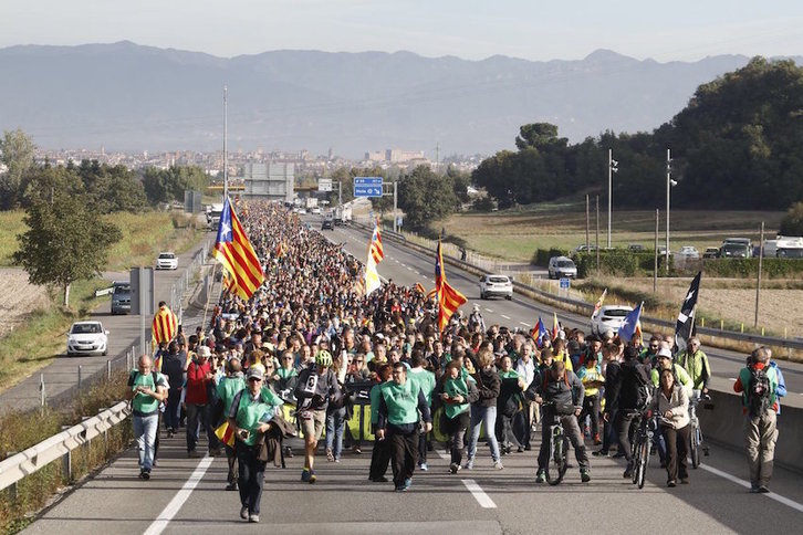 Las marchas avanzan hacia Barcelona en su segundo día. (@CDRCatOficial)