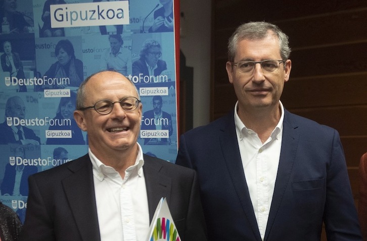 Izagirre (EH Bildu) y Olano (PNV), en un debate electoral. (Jon URBE | FOKU)