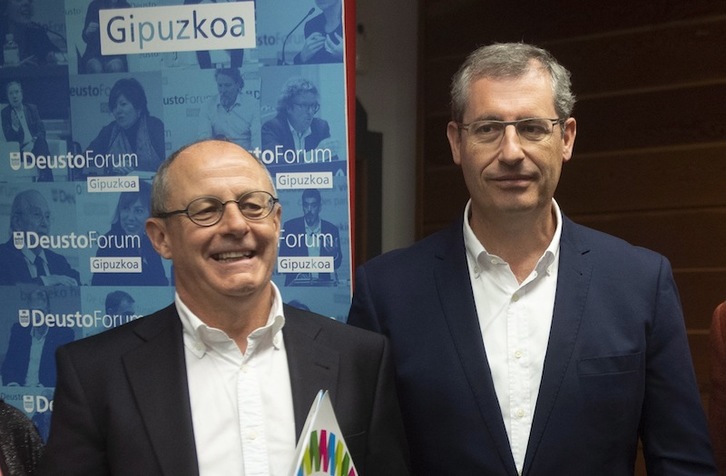 Izagirre (EH Bildu) y Olano (PNV), en un debate electoral. (Jon URBE | FOKU)