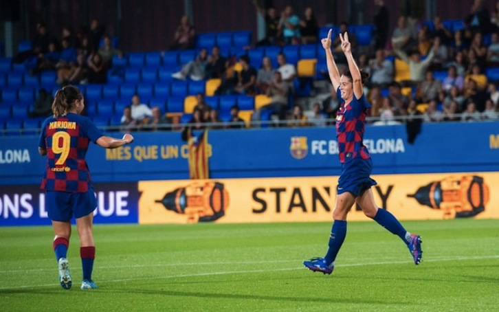 Torrejón celebra el segundo gol del Barcelona. (FC Barcelona)