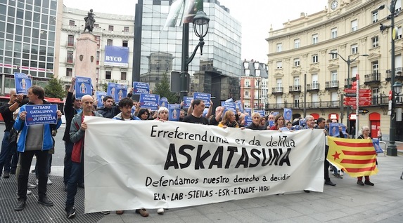 La movilización sindical de la Plaza Circular de Bilbo. (FOKU)