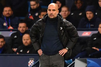 Pep Guardiola, en un partido del Manchester City. (Anthony DEVLIN/AFP)