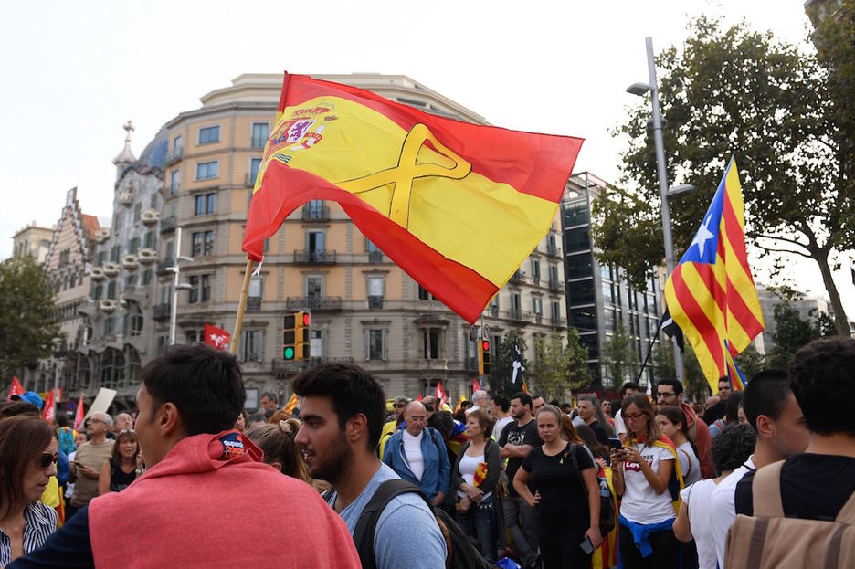 No solo independentistas, en la movilización de la capital catalana. (Josep LAGO / AFP)