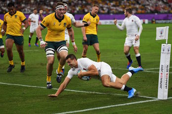 Jonny May ha celebrado con dos ensayos sus 50 caps con Inglaterra. (CHARLY TRIBALLEAU / AFP) 