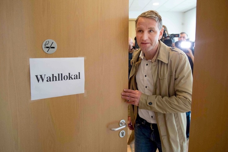 El cabeza de lista de la ultraderechista AfD, Bjoern Hoecke. (Swen PFORTNER | AFP)