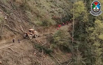 El accidente se ha registrado en el barrio Odiaga de Amoroto. (UVR ERTZAINTZA) 