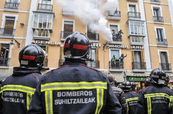 Nafarroako suhiltzaileen protesta bat Iruñean, 2014. urtean. (Idoia ZABALETA / FOKU)