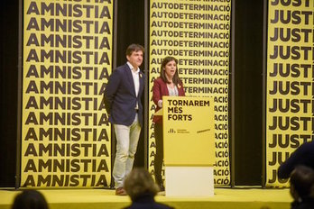 Marta Vilalta y Sergi Sabrià, portavoces de ERC, en la primera valoración. (ERC)